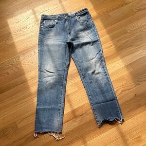 Ag Adriano Goldschmied The Isabelle High-Rise Straight Crop Jeans in Faded Blue